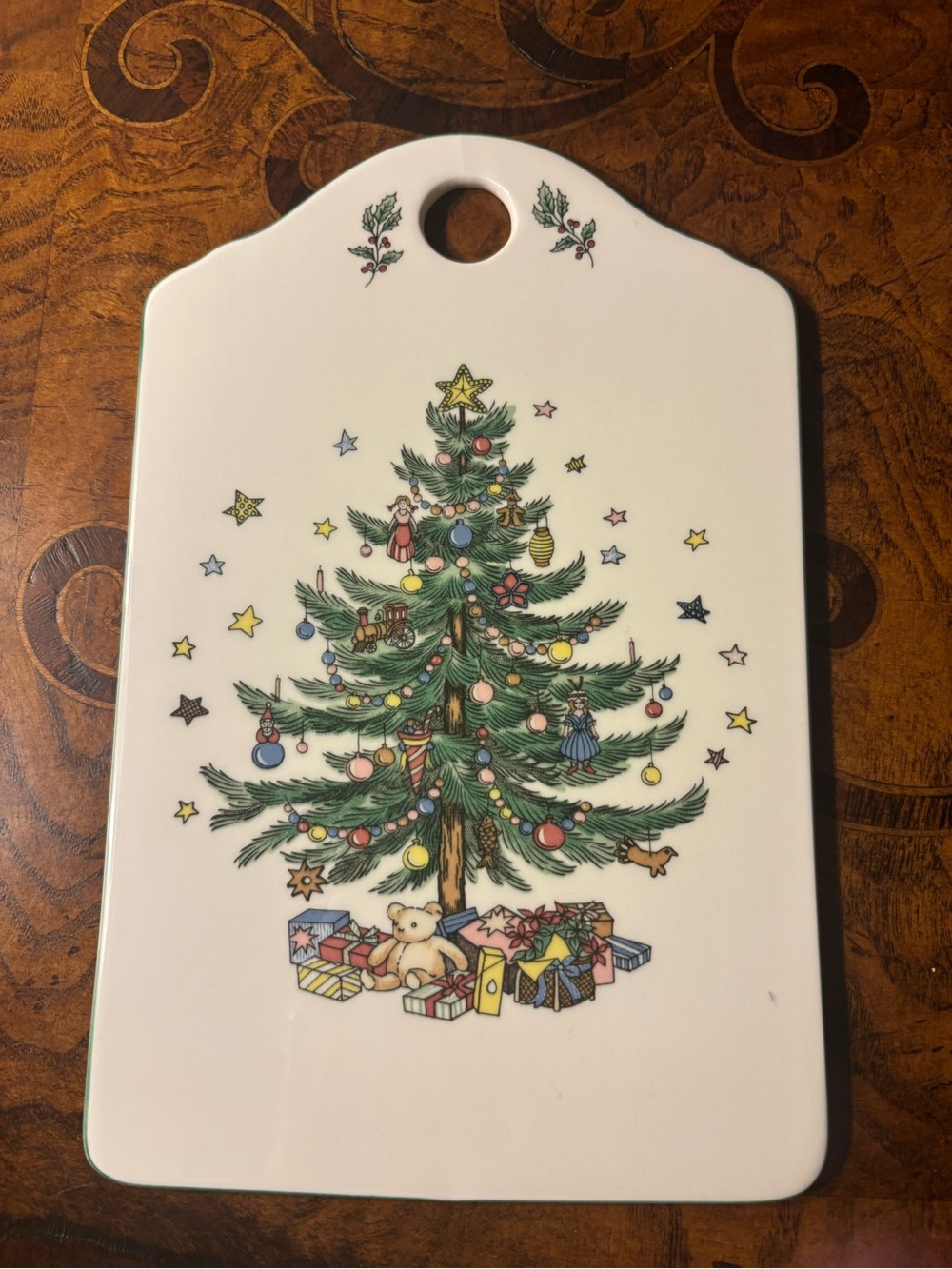 Holiday Ceramic Decorative Serving Board with Christmas Tree Design